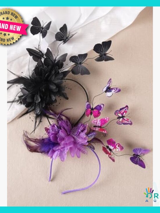 Elegant Butterfly Fascinator Headband Feather Tea Hat Derby Party Accessory